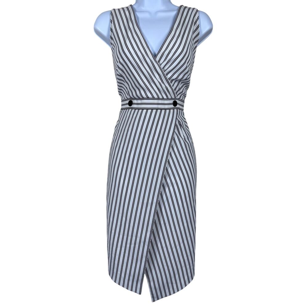 Striped Black and White Wrap Dress